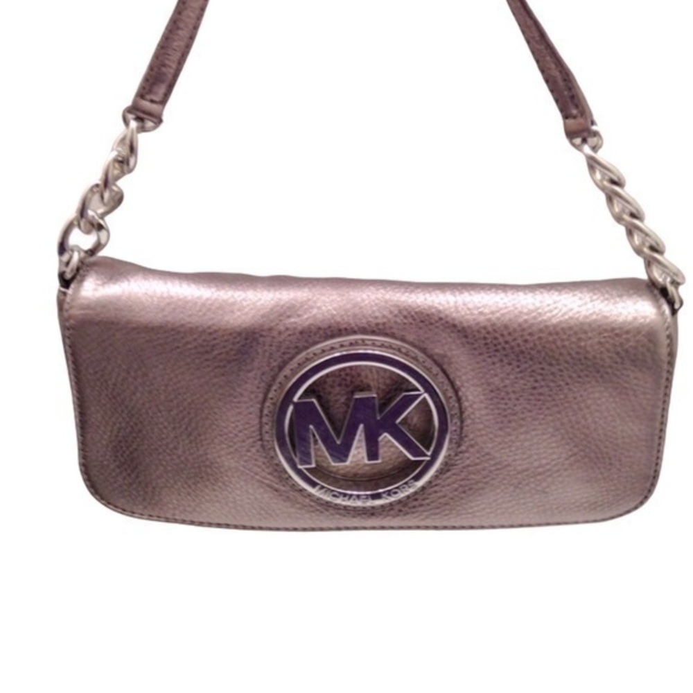 MICHAEL KORS SILVER EVENING BAG BAGUETTE